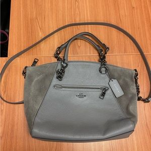Coach Prairie Satchel Gray Leather & Suede Bag